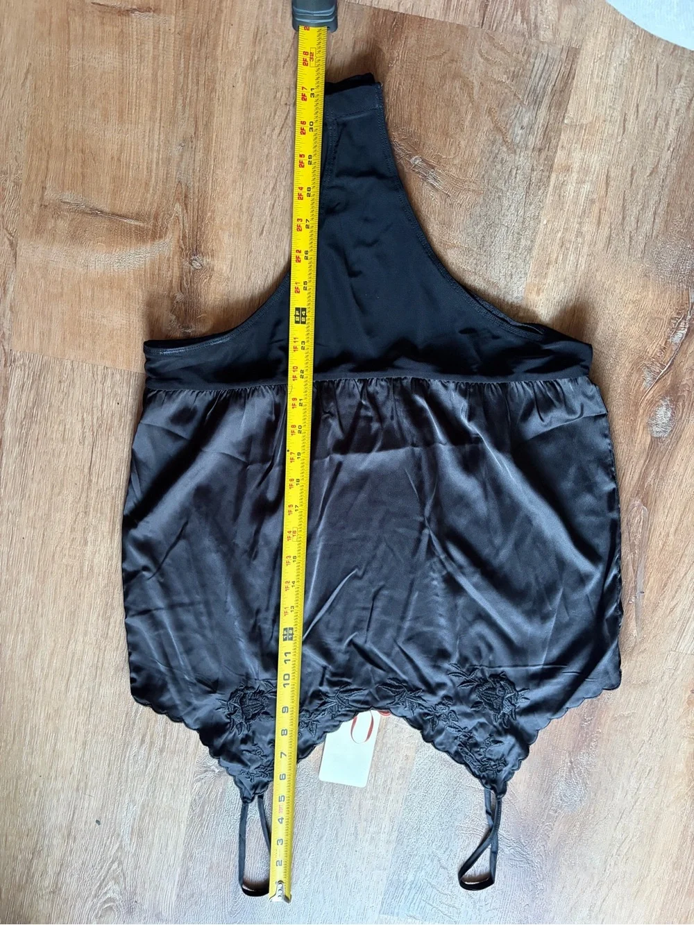 NWT entro Black Satin Lace-Trim Cami Bodysuit